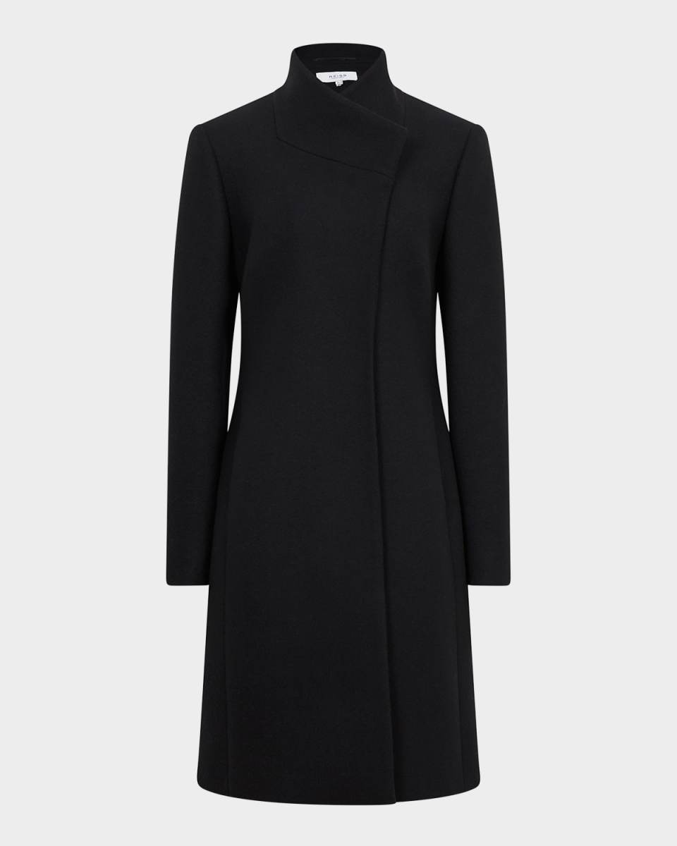 Mia Stand-Collar Wool Blend Coat